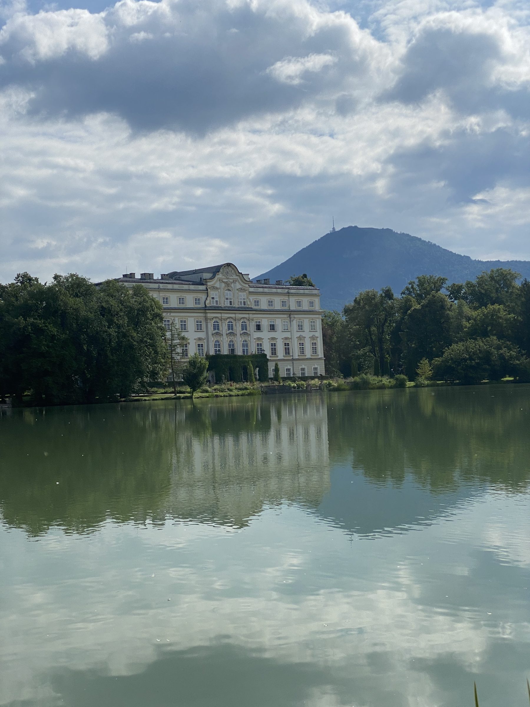 Back of Schloss Leopoldskron across the lake, used as the von Trapp residence in The Sound of Music