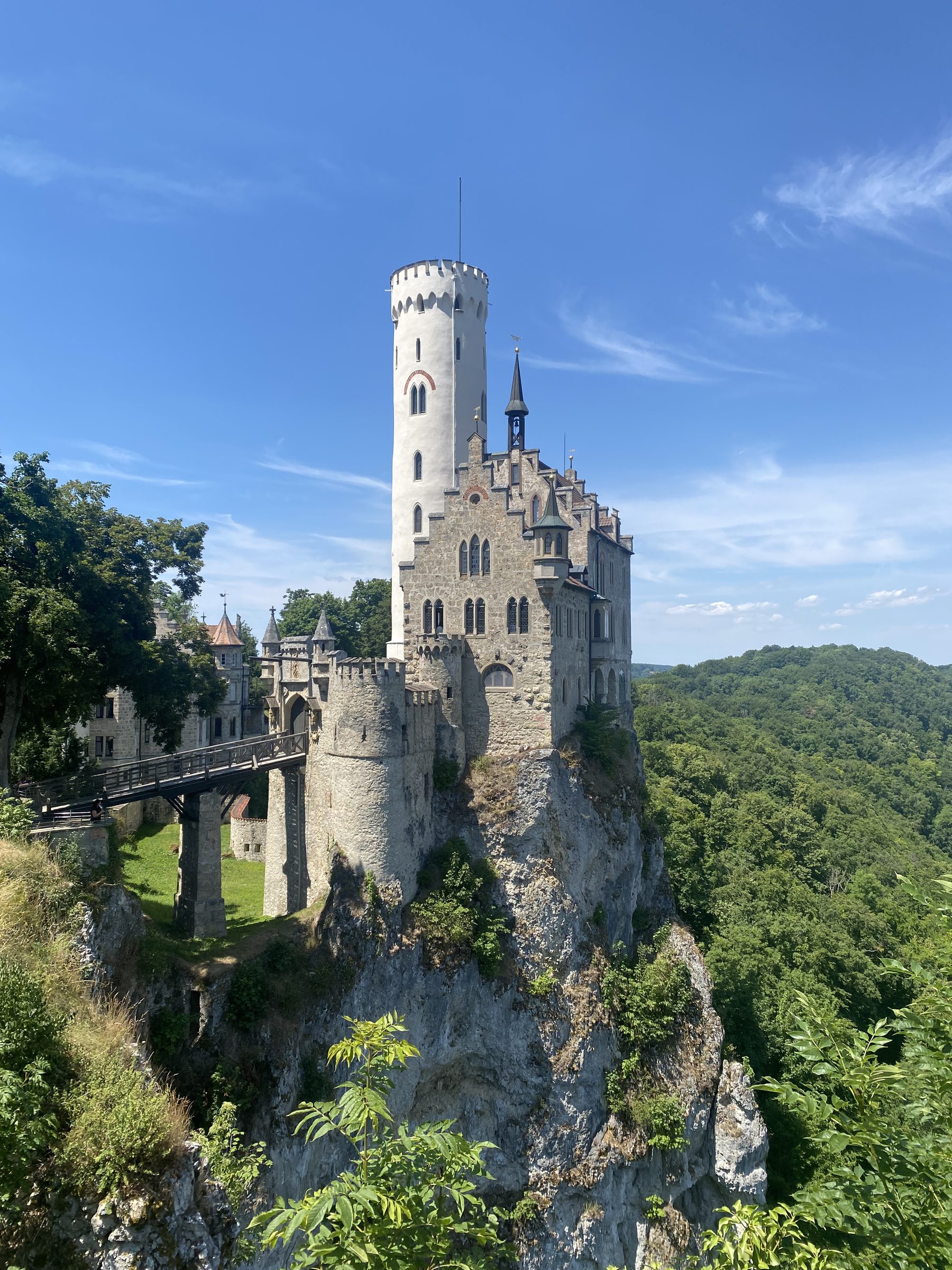 Lichtenstein Castle perched on a cliff above the forest